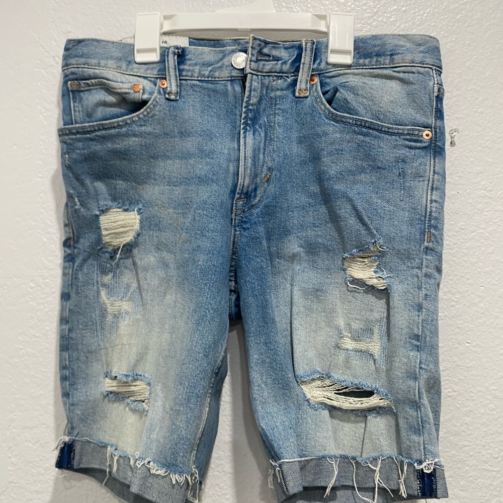 H&M Blue Distressed Jean Shorts for Men